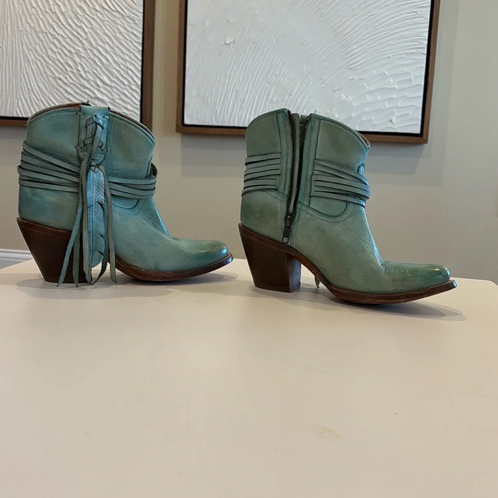 Lucchese Teal Leather Ankle Boots - Picture 7 of 7